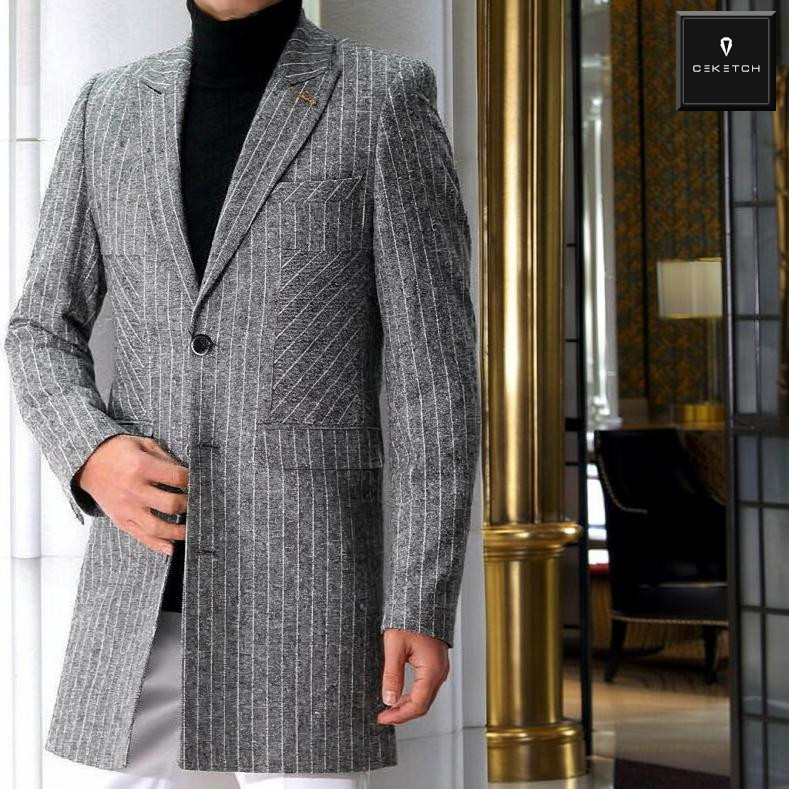 チェスターコート ハーフコート メンズ ストライプ 大きいサイズ