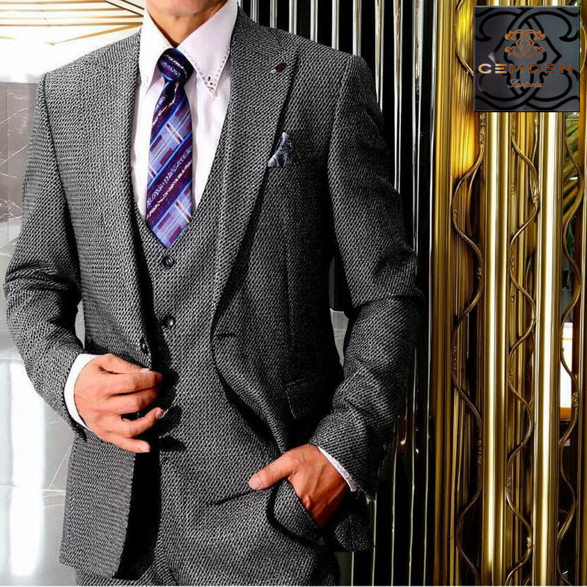 スリーピース スーツ スリム グレー ドット メンズ ビジネス