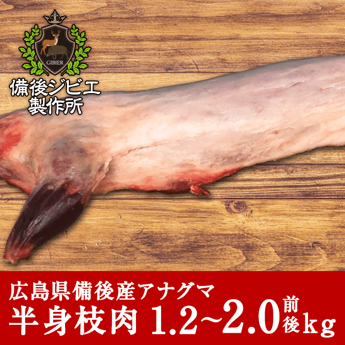 アナグマ肉 ジビエ 熟成 脂有り 半身 枝肉 1.2〜2.0kg 広島県産 備後