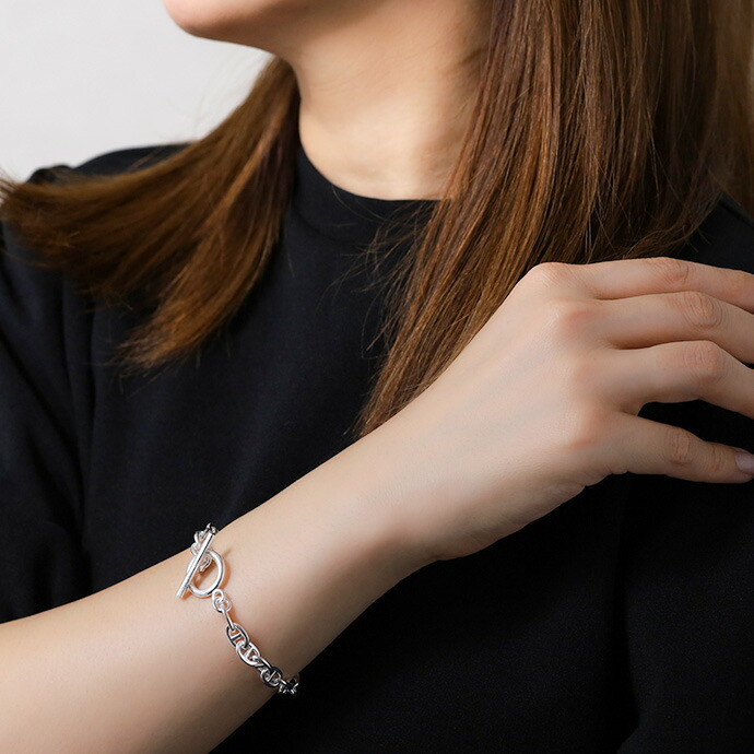 エルメス ユニセックス　シルバーレザーコンビバングル　ブレスレット　ブラック 高品質の人気 エルメス ユニセックス シルバーレザーコンビ