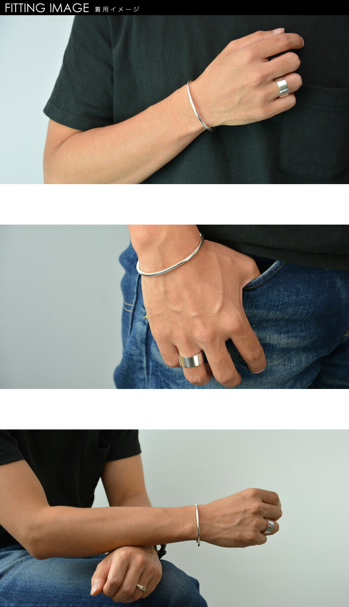 Binich（ビニッチ） バングル メンズ シルバー925 スクエア 細め