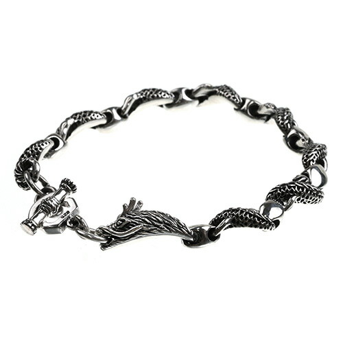 ドラゴン ブレスレット メンズ シルバー925 龍 竜 細め マンテル チェーンブレスレット 立体 シルバーブレスレット 個性的 メンズアクセサリー 男性用 腕輪