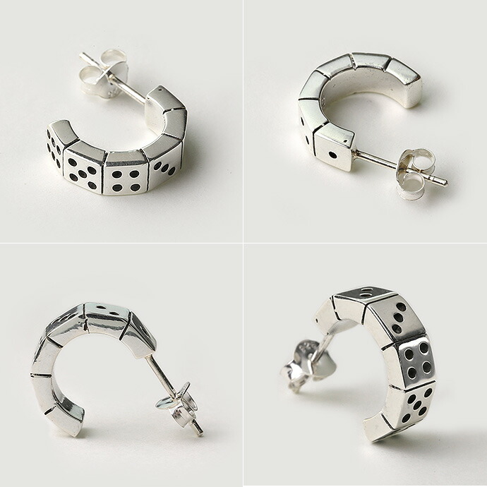 Binich（ビニッチ） ピアス メンズ 片耳用 サイコロ フープピアス