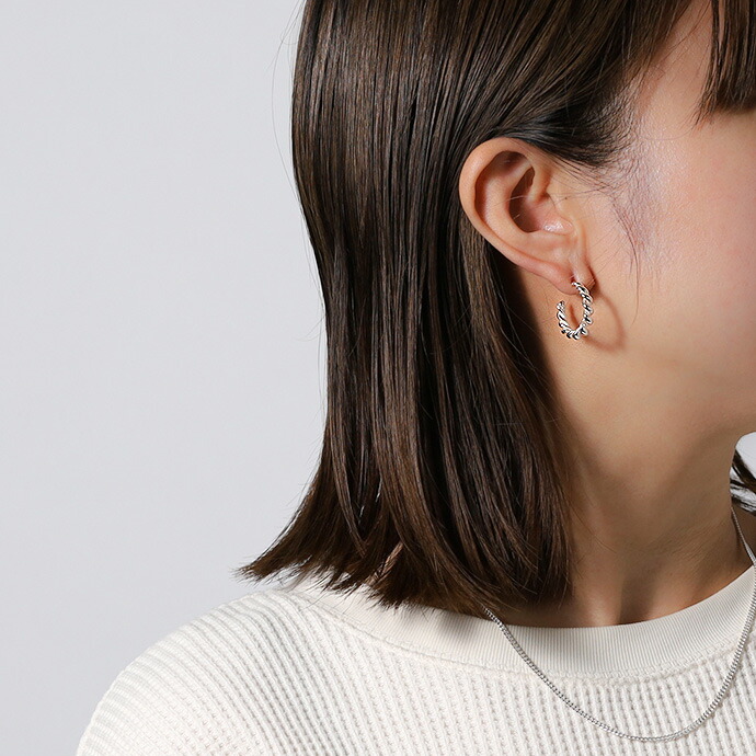 Binich（ビニッチ） 2本ツイスト フープピアス メンズ レディース 片耳