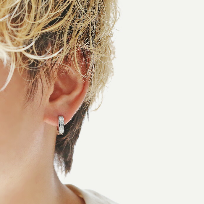 RALPH LAUREN 925 シルバー ジルコニア フープ ピアス LAUREN RALPH LAUREN シルバープレーテッド ツイステッド フープ