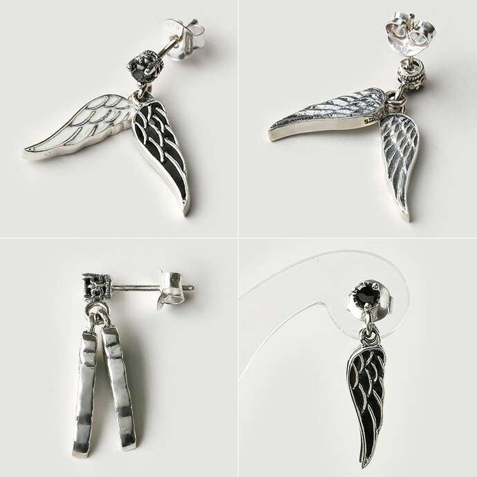 ピアス メンズ 片耳用 フェザーピアス レディース シルバー925 揺れるピアス ジルコニア 羽根 ドロップピアス バイカラー シルバーピアス 20代 30代 40代 50代_4