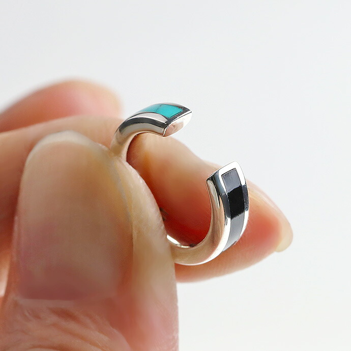 Binich（ビニッチ） シルバー925 ターコイズ&オニキス イヤーカフス