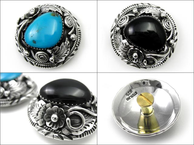 sterlingsilver ターコイズ付きアクセサリー コンチョ シルバーコンチョ ターコイズ付きレザーウォレット スタイル