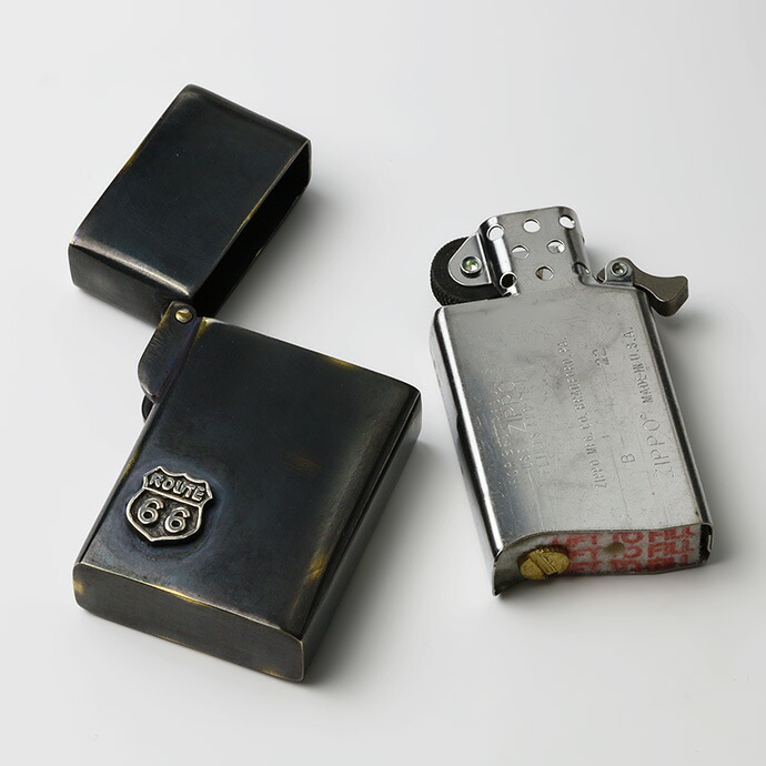 オイルライター ヴィンテージ風 Route66ロゴ 真鍮 シルバー925