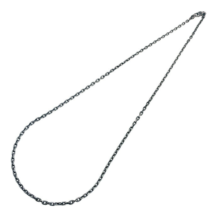 シルバー925 ネックレス チェーン 燻しアズキ メンズ レディース シルバーチェーンネックレス 45cm 50cm 60cm 細め 2.5mm幅 小豆 あずき ネックレスチェーンのみの画像