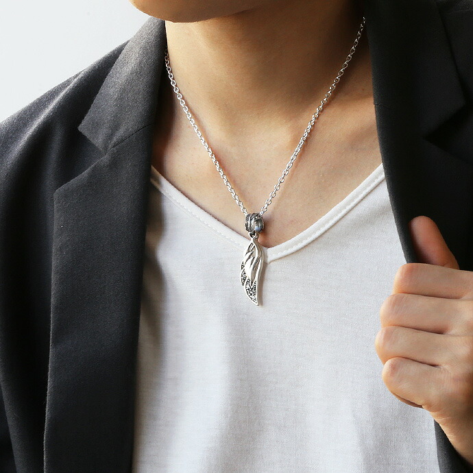 Binich（ビニッチ） シルバー925 フェザーネックレス メンズ
