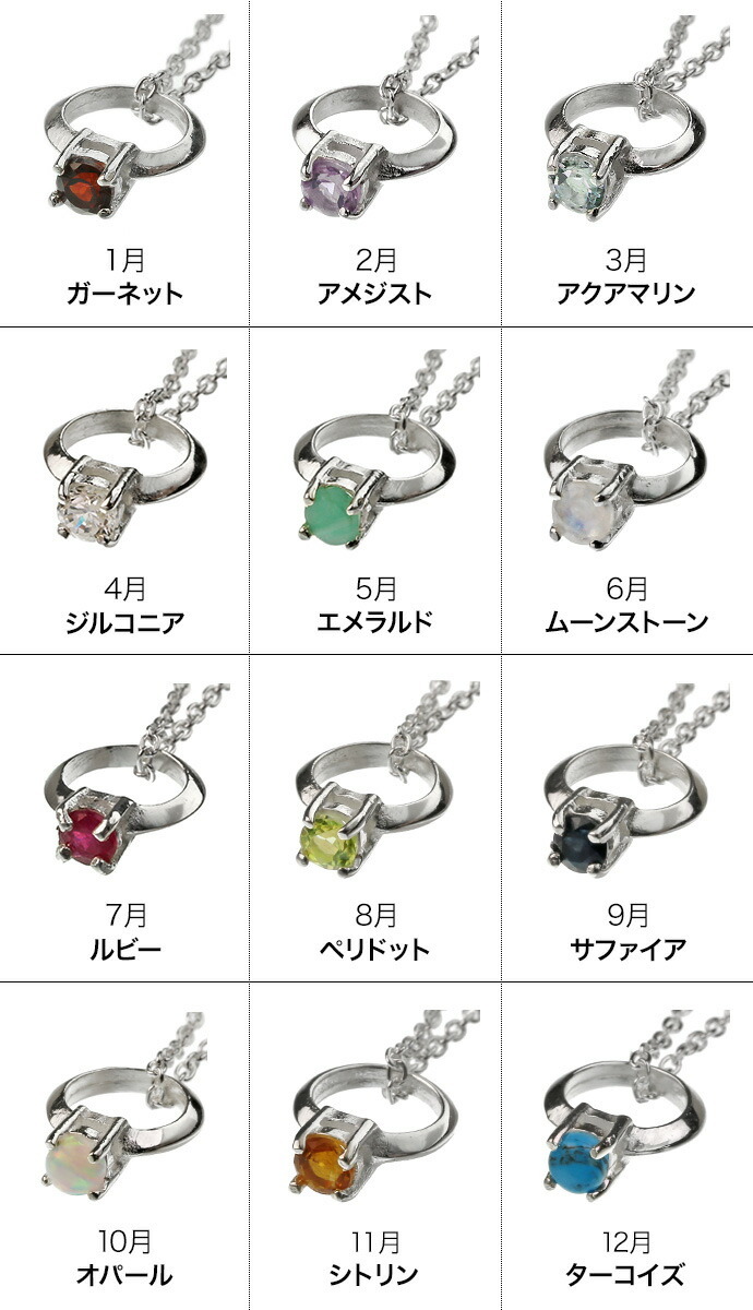 誕生石 ベビーリングネックレス ペンダントトップ メンズ