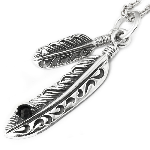 Binich（ビニッチ） ダブル フェザー ストーン ペンダント (トップのみ