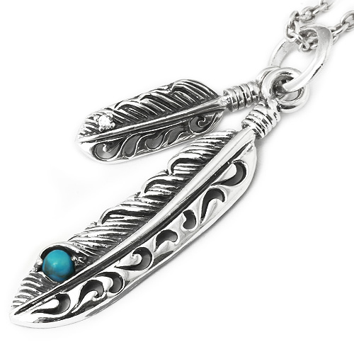 Binich（ビニッチ） ダブル フェザー ストーン ペンダント (トップのみ