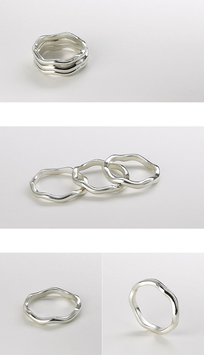 3個セット　シルバー925 Binich（ビニッチ） スリーリームスリング 3連 3セット ウェーブ 波