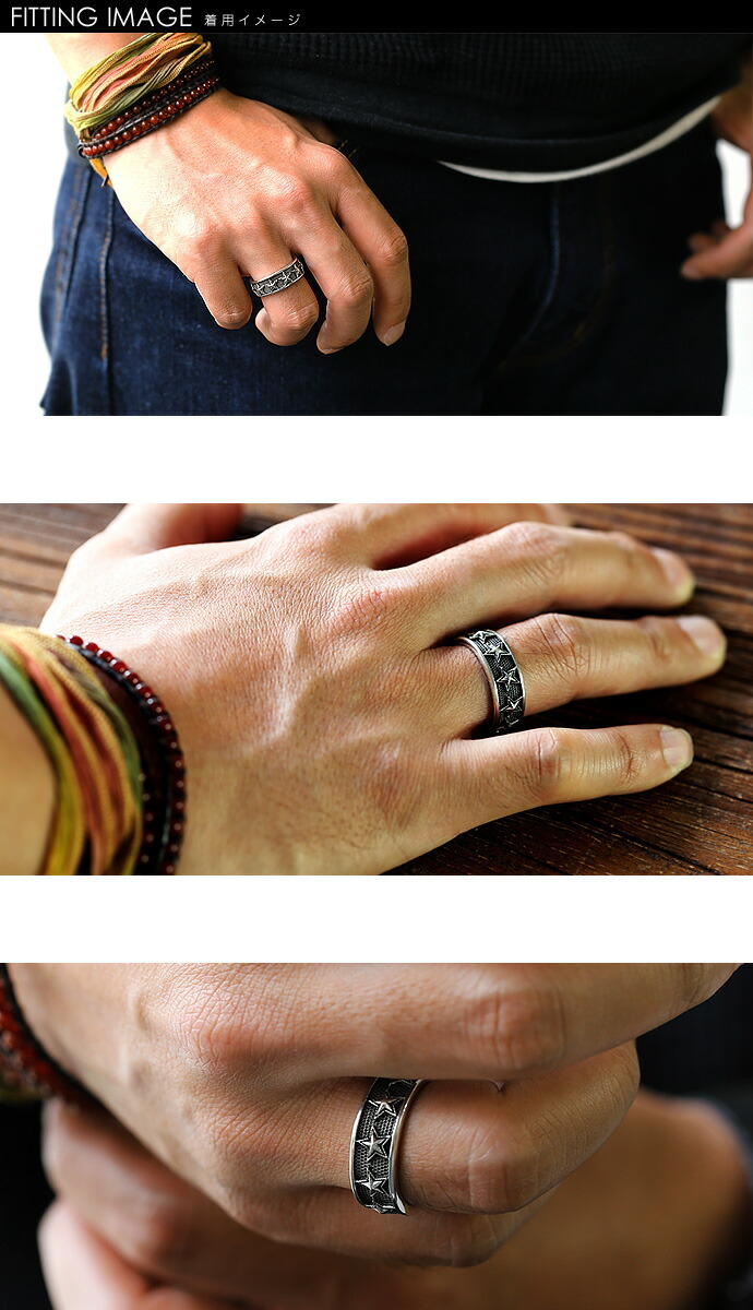 Binich（ビニッチ） ハニカムラインロックスターリング メンズ 指輪
