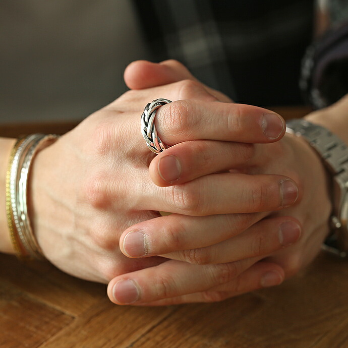 Binich（ビニッチ） シルバー925 編み込み リング メンズ 指輪 立体的