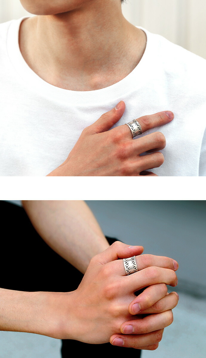 トライアングル パターン カレンシルバー リング メンズ 指輪 メンズ シルバー925 アクセサリー | Binich | 01
