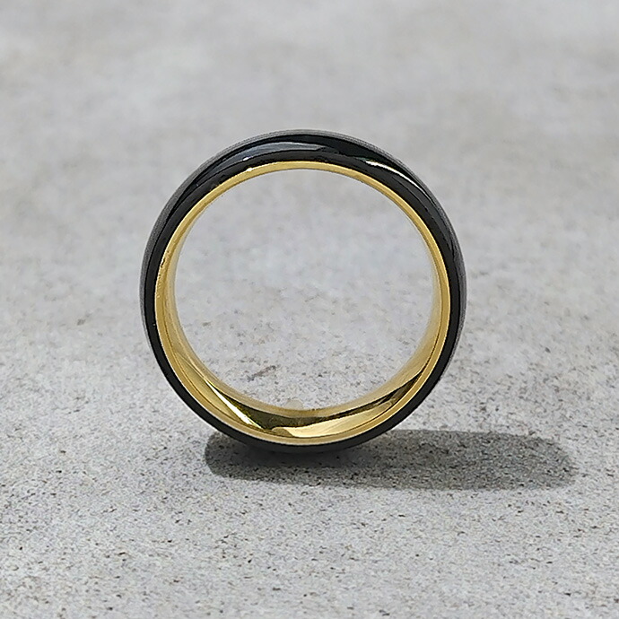 Binich（ビニッチ） 名入れ可 ブラックゴールド リング メンズ 指輪