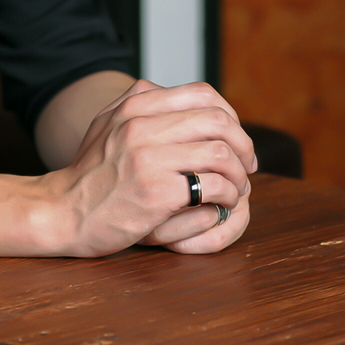 Binich（ビニッチ） 名入れ可 ブラックゴールド リング メンズ 指輪