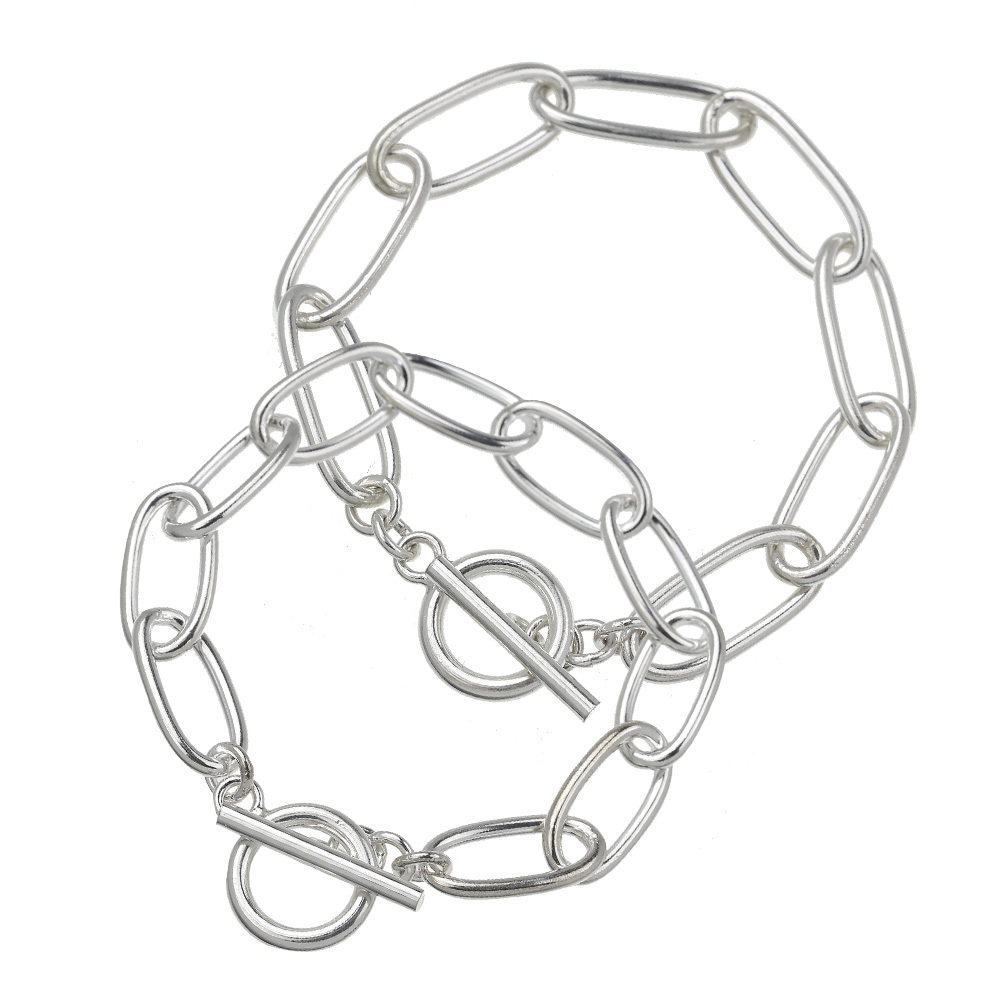 楕円 チェーン Tバー ブレスレット シルバー925 アクセサリー