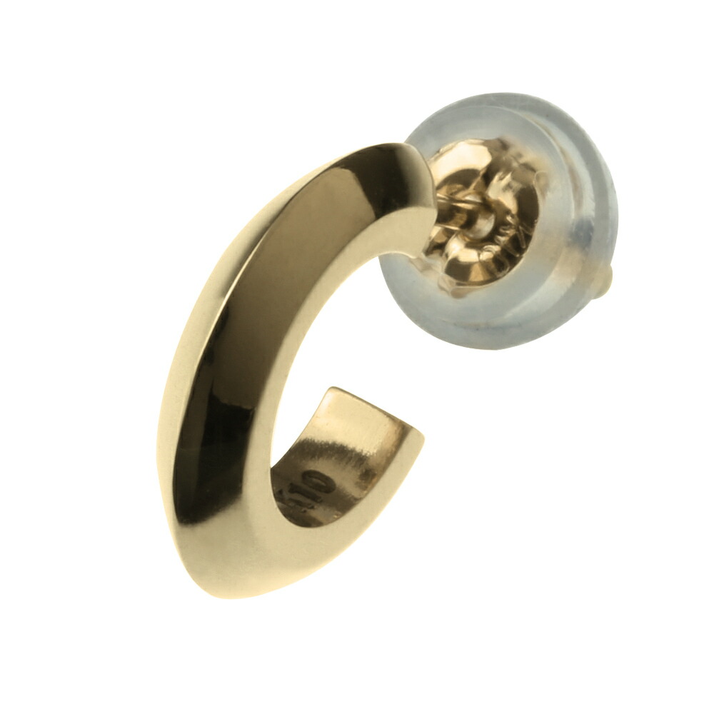 10金 ゴールドリップルフープピアス メンズ 片耳用 K10 ブランド シンプル リング シリコンピアスキャッチ付き