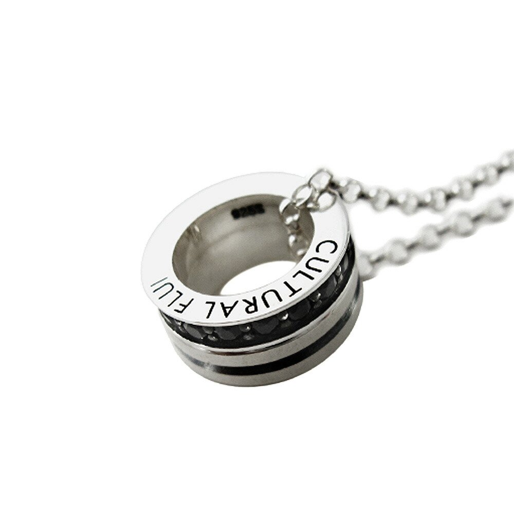 FLUI(フルイ) ネックレス メンズ ブランド ダブルリングペンダントw/オニキス シンプル シルバー925 アクセサリー CULTURAL FLUI カルトラルフルイの画像