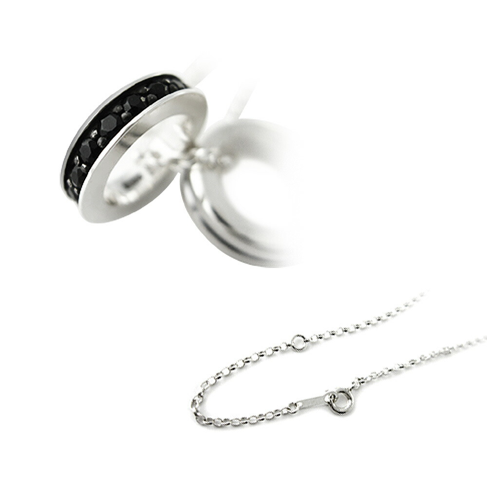 FLUI(フルイ) ネックレス メンズ ブランド ダブルリングペンダントw/オニキス シンプル シルバー925 アクセサリー CULTURAL FLUI カルトラルフルイの画像