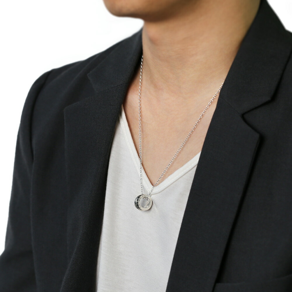 FLUI(フルイ) ネックレス メンズ ブランド ダブルリングペンダントw/オニキス シンプル シルバー925 アクセサリー CULTURAL FLUI カルトラルフルイの画像