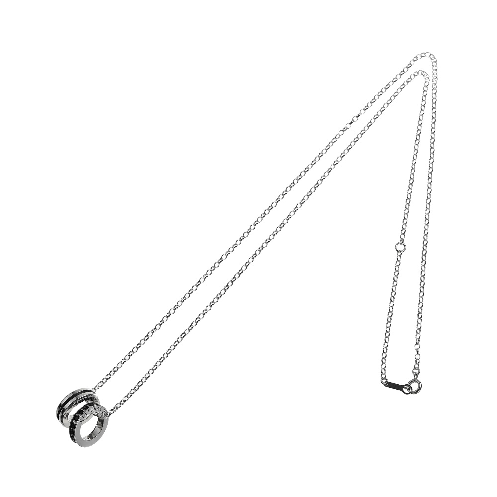 FLUI(フルイ) ネックレス メンズ ブランド ダブルリングペンダントw/オニキス シンプル シルバー925 アクセサリー CULTURAL FLUI カルトラルフルイの画像