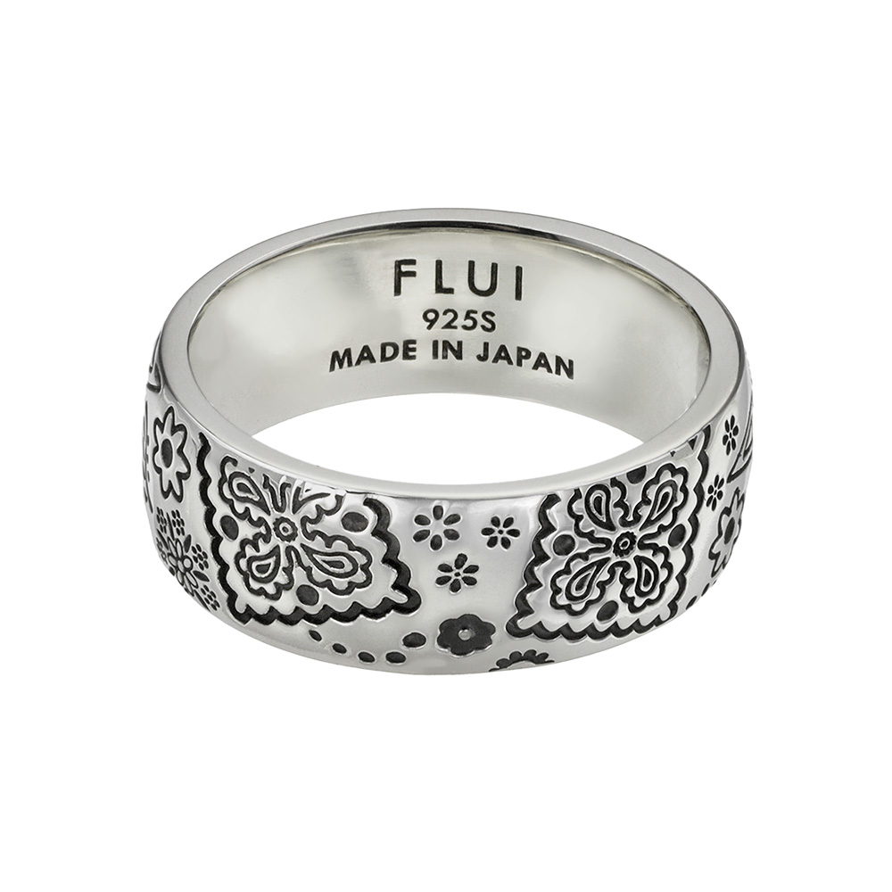 FLUI（フルイ） シルバー925 ペイズリー柄 甲丸 リング メンズ