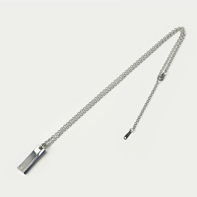 スティック プレートネックレス メンズ ステンレス ジルコニア カラーライン 縦長 ブラック ブルー シルバー メンズアクセサリー 男性用 レディース 男女兼用 関連画像2
