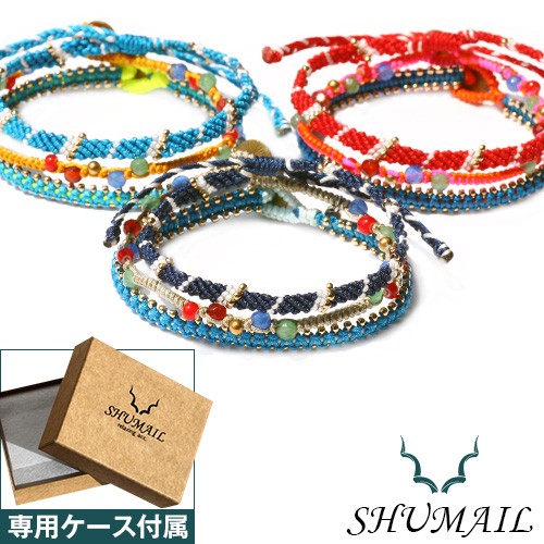 Yahoo! Yahoo!ショッピング(ヤフー ショッピング)ブレスレット ブランド SHUMAIL 公式 メンズ ラップブレスレット コードブレスレット ミサンガ ネイビー ブルー レッド 紺色 青 赤 カラフル 大人 シュメール