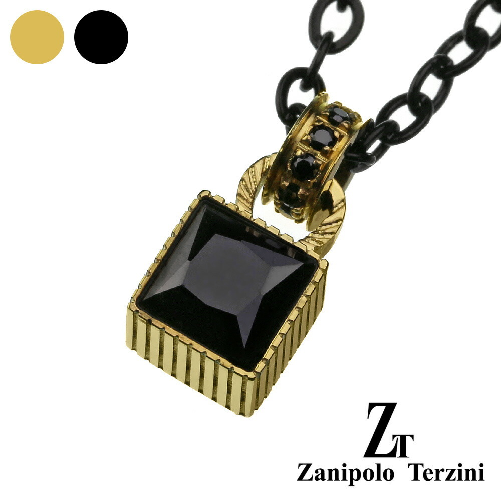 zanipolo terzini (ザニポロタルツィーニ) スクエア ブラック ジルコニア ペンダント ネックレス アクセサリー