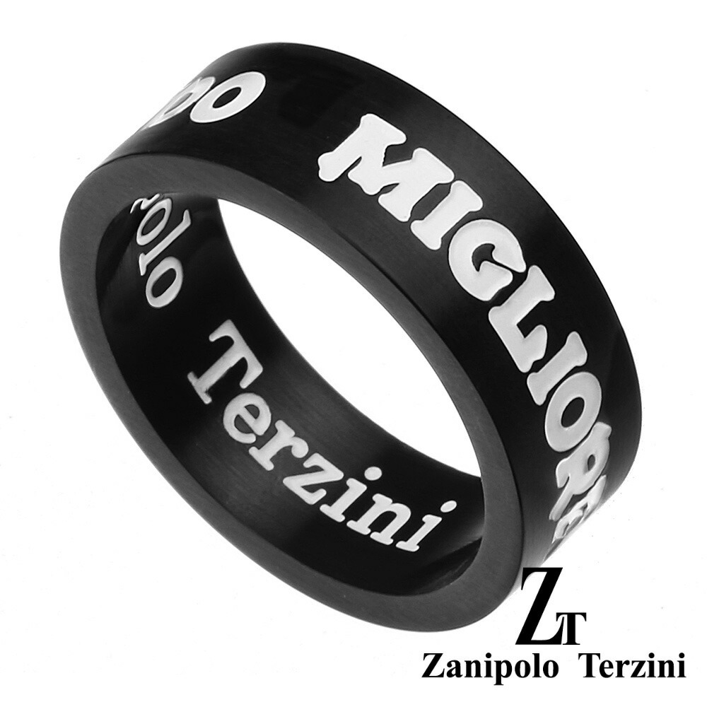 zanipolo terzini (ザニポロタルツィーニ) サージカルステンレス リング マットブラック メンズ アクセサリー リング 指輪 メンズ