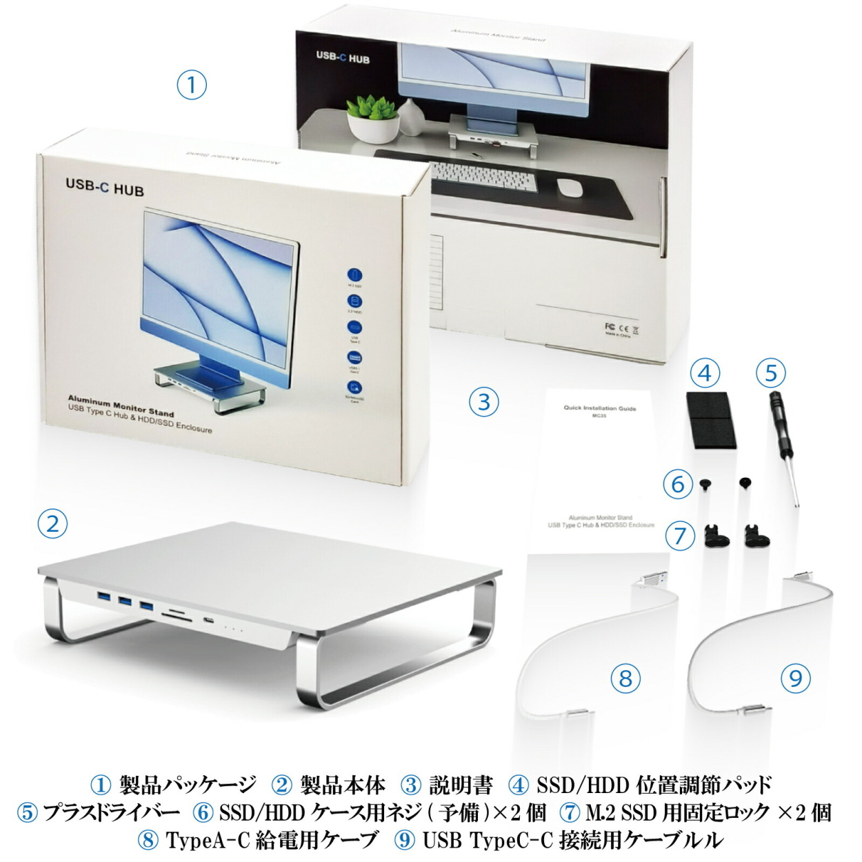 Mac mini / iMac ドッキングステーション スタンド 8in1 TypeC