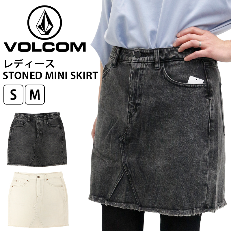 VOLCOM ボルコム レディース ボトムス B1911802 ミニ スカート ライフスタイル STONED MINI SKIRT | 春 夏 秋 白  黒 ブラック ホワイト ヴィンテージ