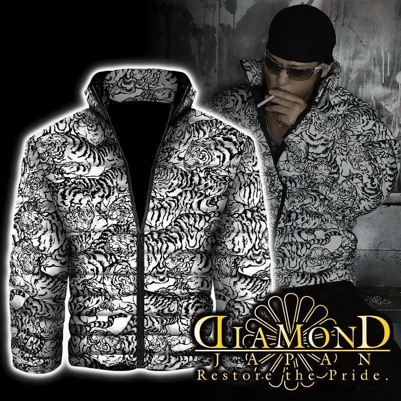 黒白花柄刺繍アウター 楽天市場】中綿ジャケット 服 DIAMOND JAPAN dj-122 百虎総柄 和