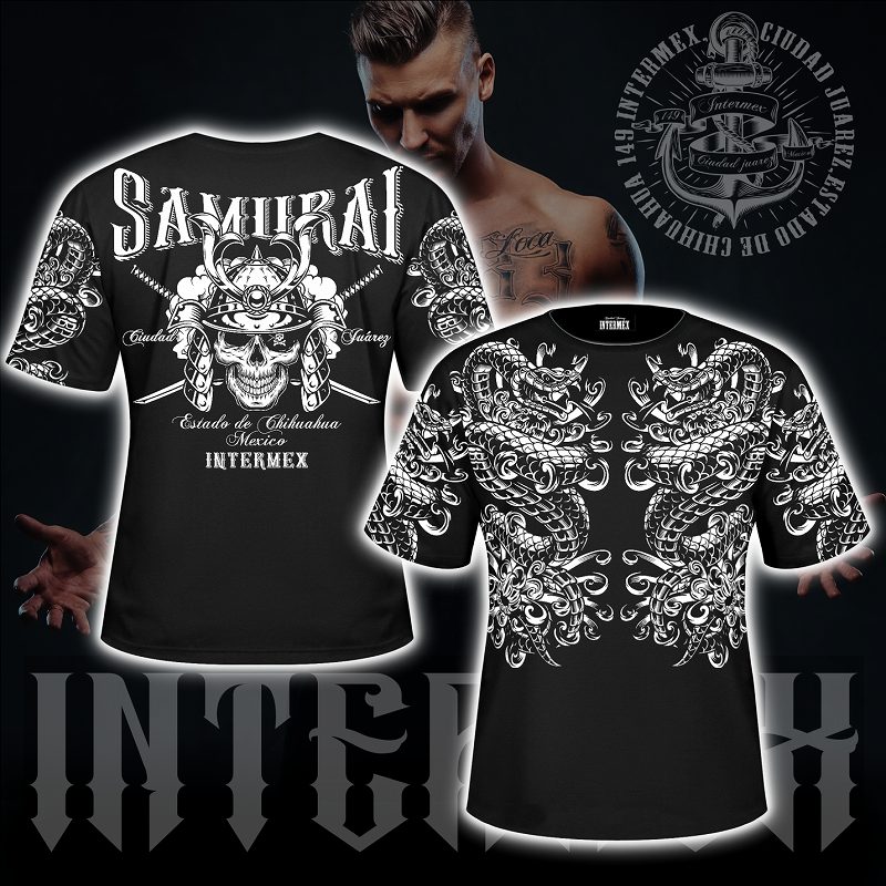 半袖 Tシャツ 服 侍スカル 骸骨 コブラ 蛇 itm-010黒 白
