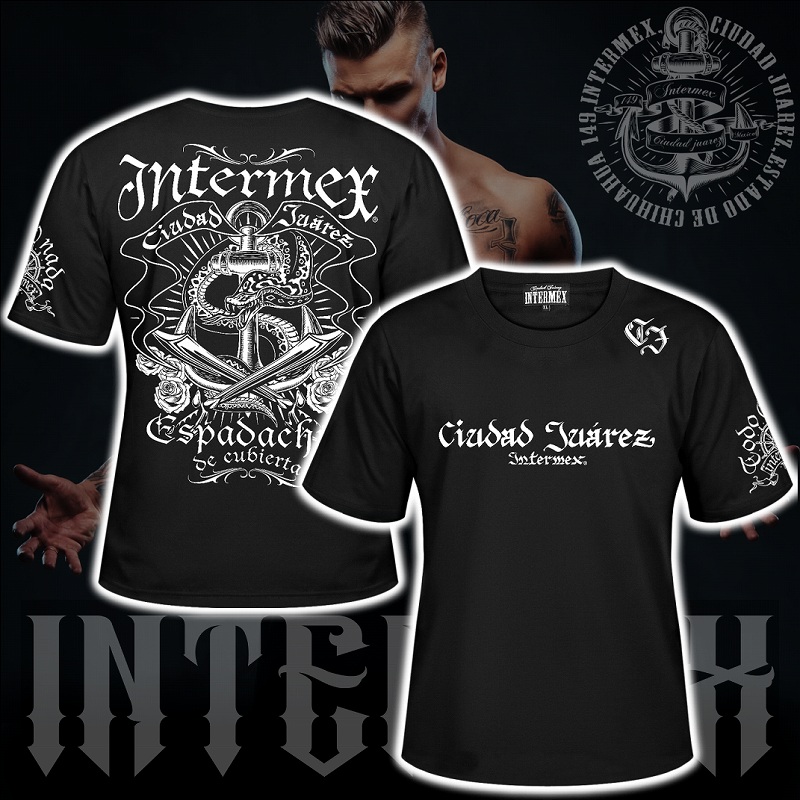 半袖 Tシャツ 服 INTERMEX コブラ柄 蛇 パイソン 碇 itm-073 黒