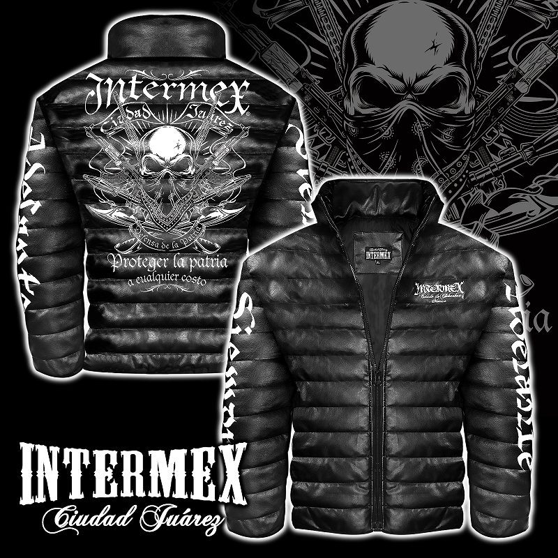 スカル柄 レザー調 中綿ジャケット INTERMEX ITM-083 メンズ