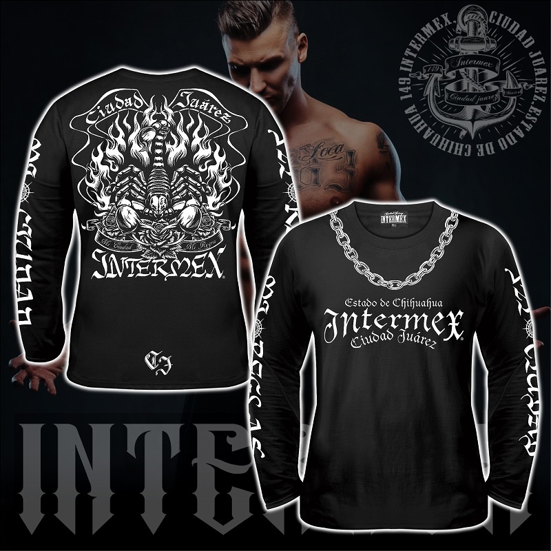 長袖 Tシャツ 服 INTERMEX コブラ パイソン柄 ロンT itm-090 黒