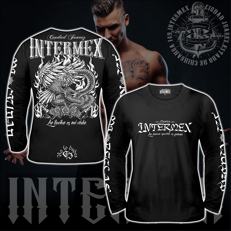 長袖 Tシャツ 服 INTERMEX コブラ パイソン柄 ロンT itm-094 黒 白