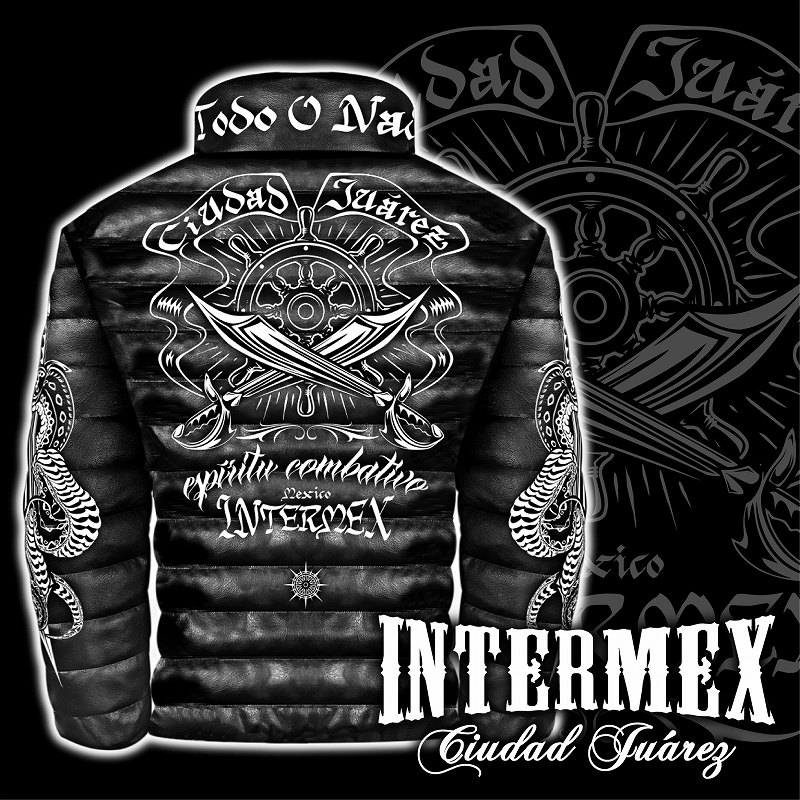 鷹柄 レザー調 中綿ジャケット INTERMEX ITM-099 メンズファッション