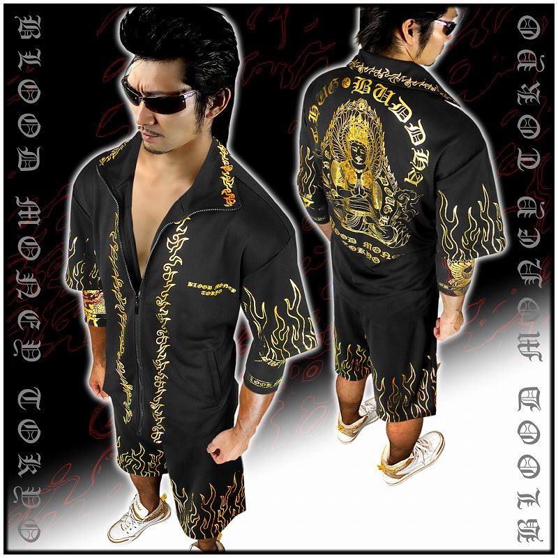 ポイント10倍 13018黒×金 BLOOD MONEY TOKYO半袖セットアップ