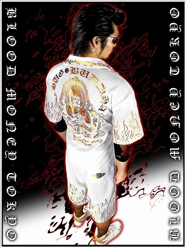 ポイント10倍 13018白×金 BLOOD MONEY TOKYO半袖セットアップ
