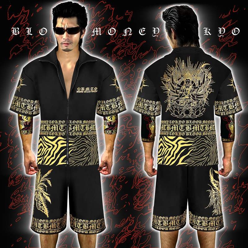 ポイント10倍 14014黒×金 BLOOD MONEY TOKYO-半袖セットアップジャージ