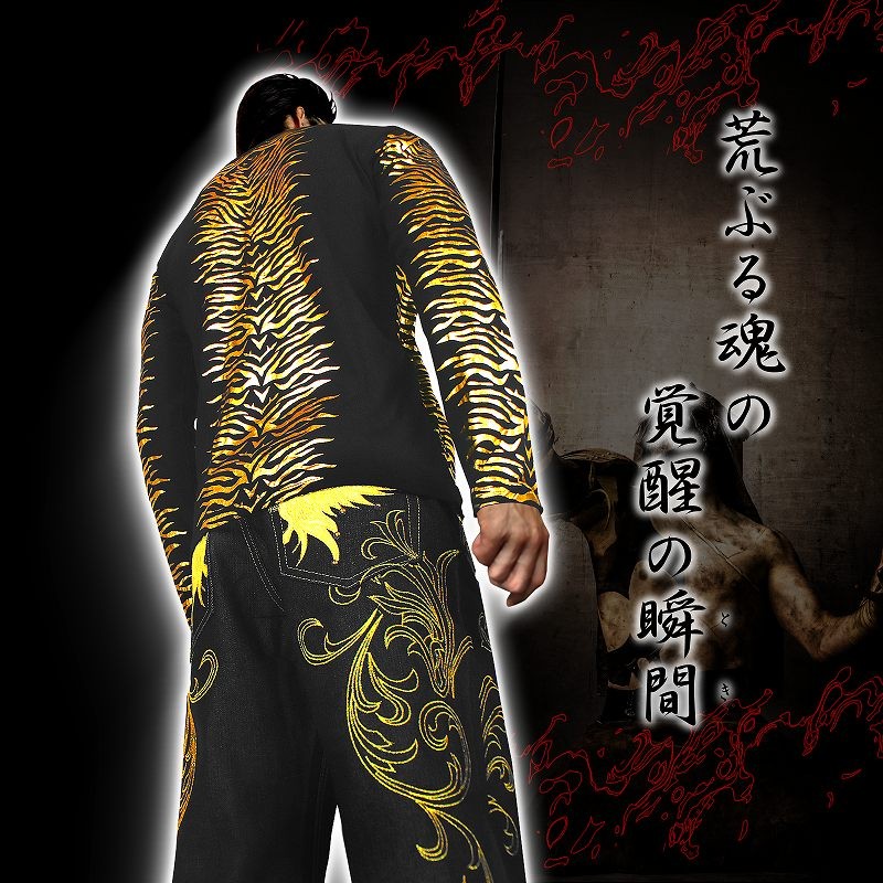 ポイント10倍 14024黒-金 ヤクザ ブランド長袖Tシャツ ロンT