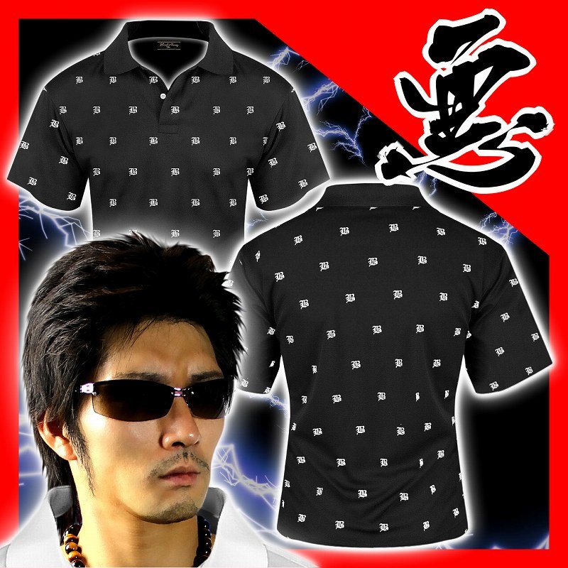 未使用品✨️BANDEL ポロシャツ XXL 総柄 ALLOVER OCTAS ポイント10倍 15012黒-白 ヤクザ & ブランド半袖ポロシャツ 総柄 夏物