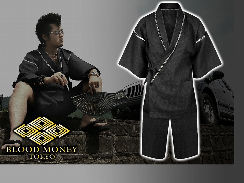 甚平 甚兵衛 服 菊紋刺繍 mbt-20004 黒 和服 夏物 イベント 花火 祭り